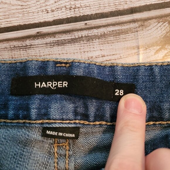 Harper Hallie Medium Wash frayed hem distressed skinny jeans womens size 28 - Picture 3 of 8